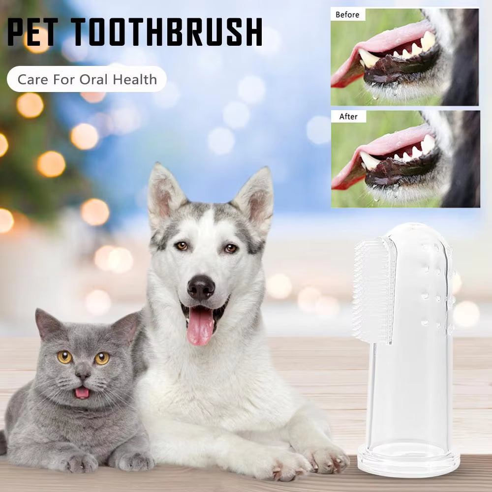 1/2Pcs Finger Toothbrush Super Soft Pet Cat Dog Silica Gel Brush Bad Breath Tartar Teeth Care Tool Dog Cat Cleaning Pet Supplies