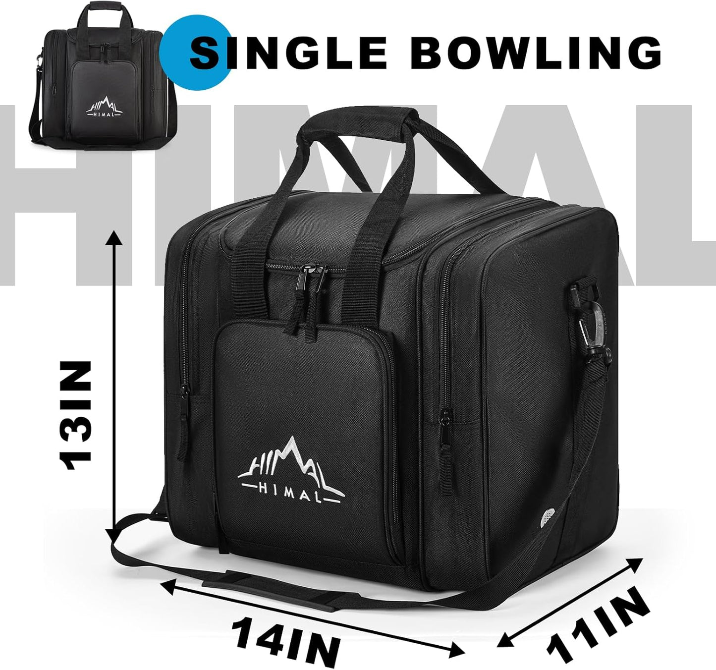 Bowling Ball Bag for Single Ball - Bowling Ball Tote Bowling Bag with Padded Ball Holder - Fits Bowling Shoes up to Mens Size 14