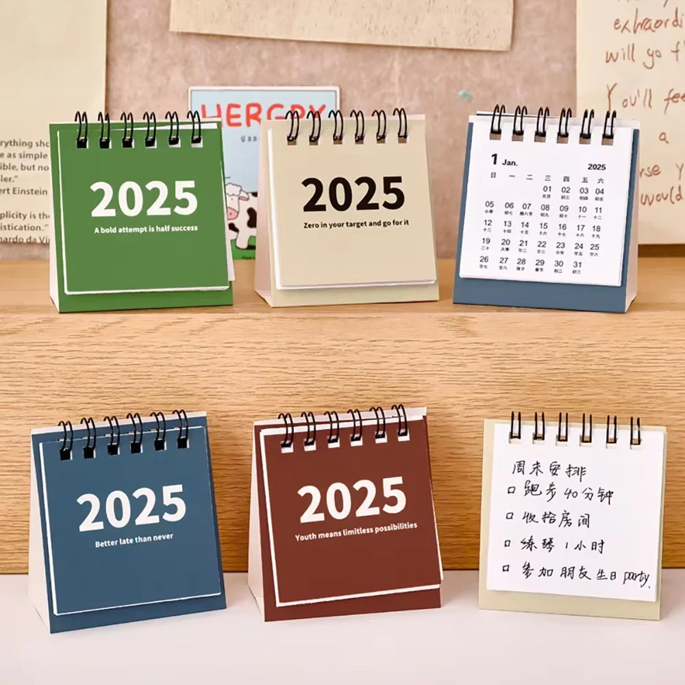 2024.8.-2025 Calendar Simple Mini Desk Calendar Kawaii to Do List Daily Schedule Table Planner Home Office Stationery Supplies