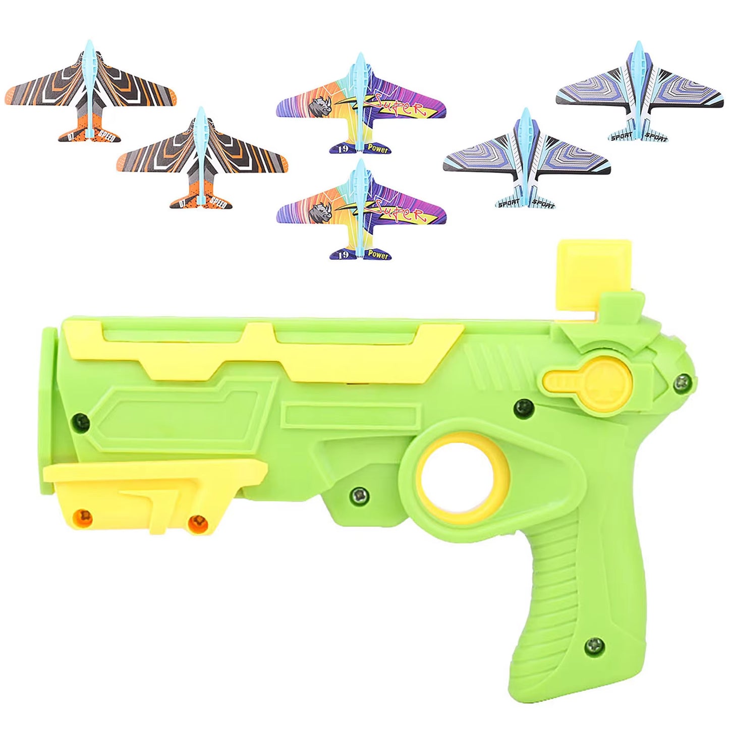 Hot！Airplane Launcher Bubble Catapult with 6 Small Plane Toy Funny Airplane Toys for Kids Plane Catapult Gun Shooting Game Gift