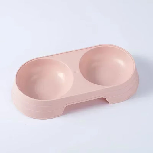 Macaron Pet Double Bowl Plastic Kitten Dog Food Drinking Tray Feeder Cat Feeding Pet Supplies Accessories Pet Products Dog Bowl