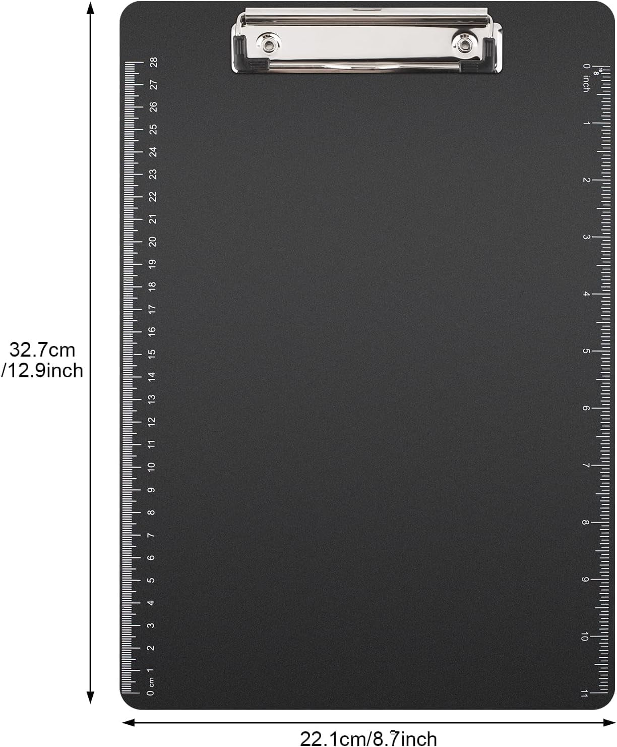 2 Pack Clipboards 8.5X11, Plastic Clipboards,Black Clipboard,Letter Size,Paper Clips,Nursing Clipboard,Paper Clip Holder,Document Holder,Writing Board with Ruler, A4 Letter Size for Offices School