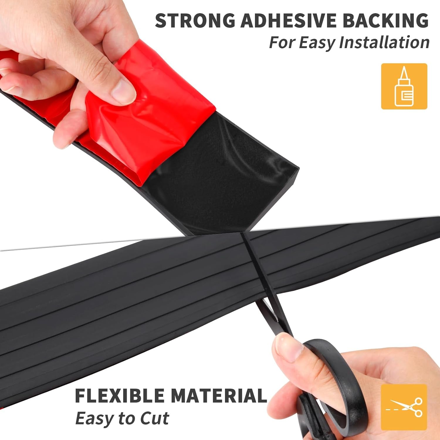 Rubber Door Threshold Ramp Self-Adhesive Rubber Ramp for Door Threshold 2/5 Inch Rise for Wheelchair Scooter Doorway Floor Tile Threshold Transition Strip Reducer (Black, 2 in Wide X 3.3 Ft Long)