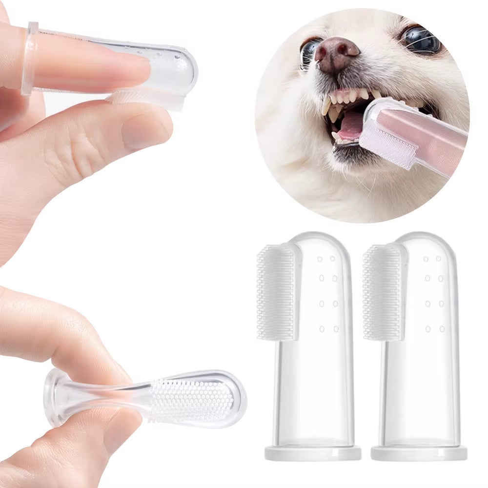 1/2Pcs Finger Toothbrush Super Soft Pet Cat Dog Silica Gel Brush Bad Breath Tartar Teeth Care Tool Dog Cat Cleaning Pet Supplies