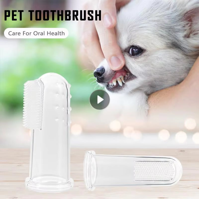 1/2Pcs Finger Toothbrush Super Soft Pet Cat Dog Silica Gel Brush Bad Breath Tartar Teeth Care Tool Dog Cat Cleaning Pet Supplies