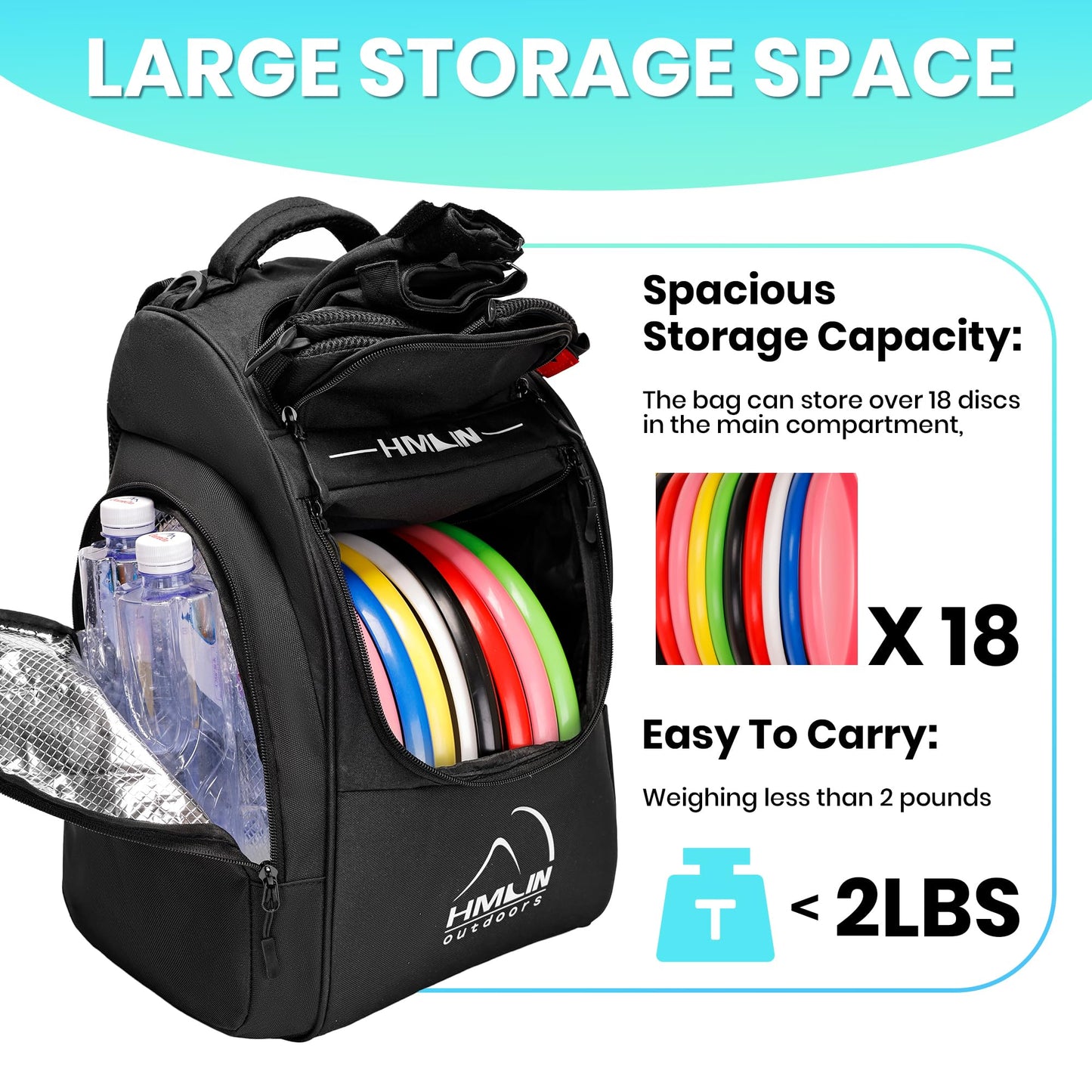 Disc Golf Bag | Disc Golf Starter Set | Disc Golf Backpack Lightweight | Frisbee Golf Discs Bag | Disc Golf Bags For Men| 20 Disc Capacity | 8 Pockets