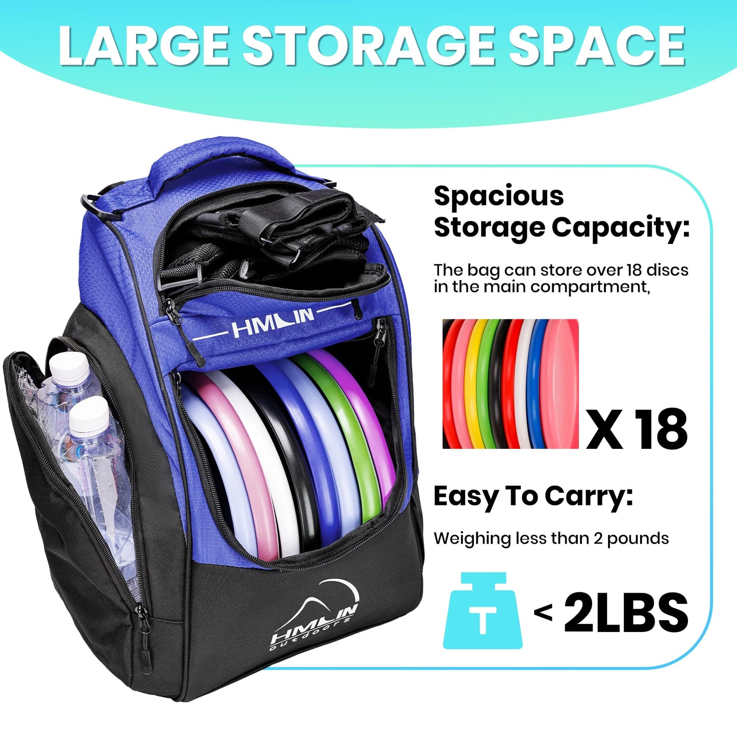 Disc Golf Bag | Disc Golf Starter Set | Disc Golf Backpack Lightweight | Frisbee Golf Discs Bag | Disc Golf Bags For Men| 20 Disc Capacity | 8 Pockets