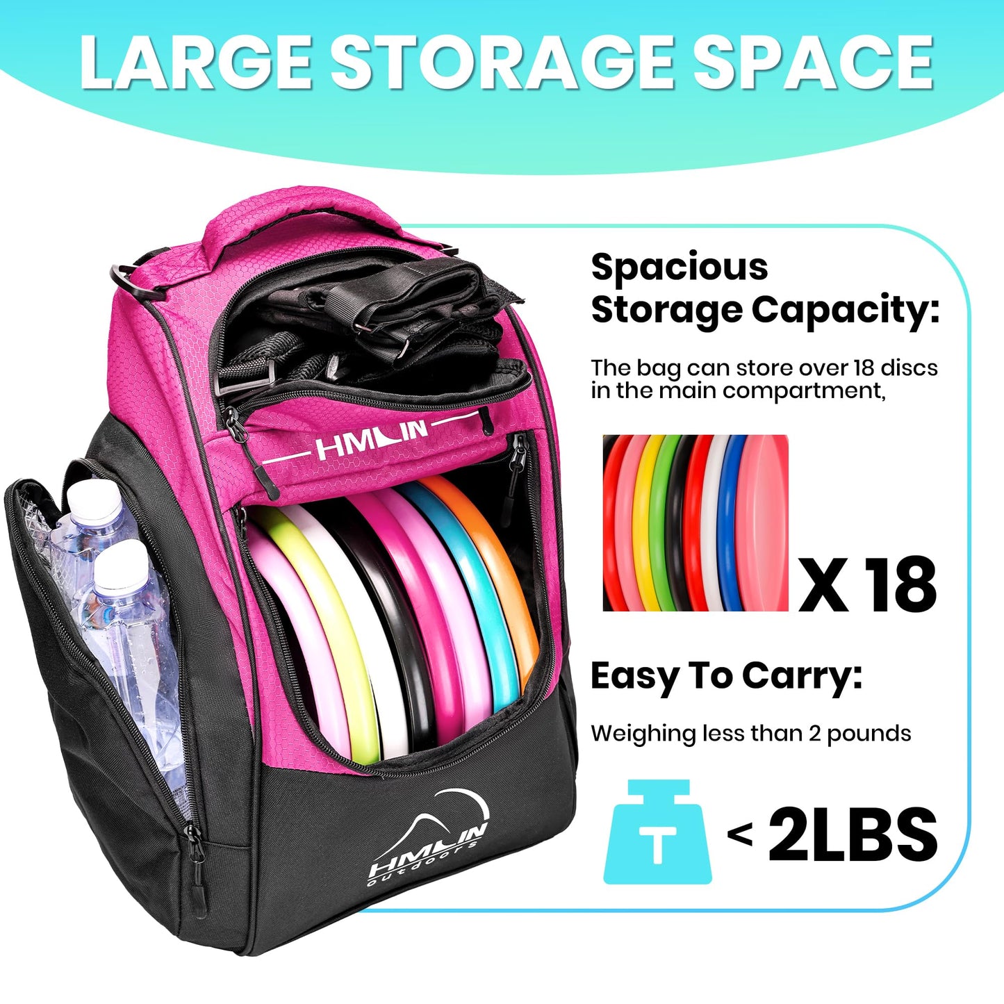 Disc Golf Bag | Disc Golf Starter Set | Disc Golf Backpack Lightweight | Frisbee Golf Discs Bag | Disc Golf Bags For Men| 20 Disc Capacity | 8 Pockets