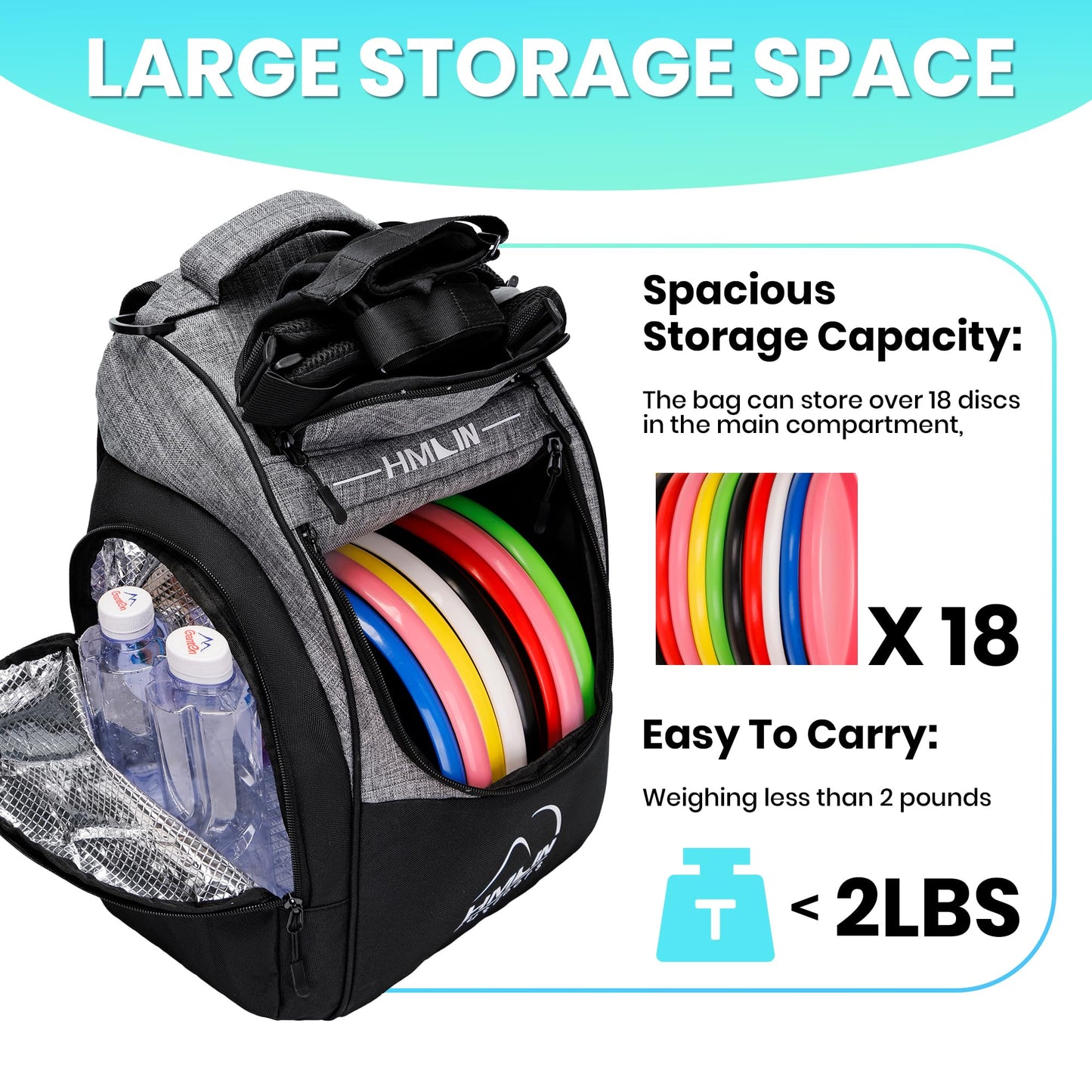 Disc Golf Bag | Disc Golf Starter Set | Disc Golf Backpack Lightweight | Frisbee Golf Discs Bag | Disc Golf Bags For Men| 20 Disc Capacity | 8 Pockets