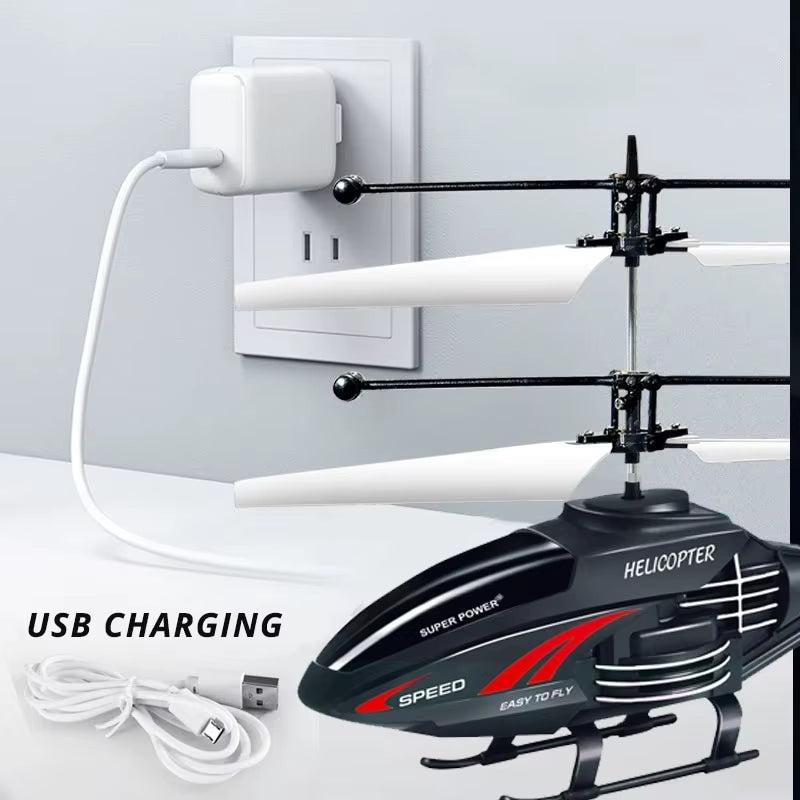 2 Channel Gesture Control Suspension Helicopter RC Remote Induction Aircraft with Charging LED Light Kids Toy for Boys