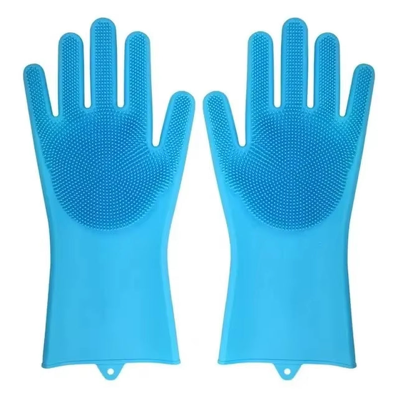 Dishwashing Cleaning Gloves Magic Silicone Rubber Dish Washing Gloves for Household Sponge Scrubber Kitchen Cleaning Tools