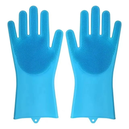 Dishwashing Cleaning Gloves Magic Silicone Rubber Dish Washing Gloves for Household Sponge Scrubber Kitchen Cleaning Tools