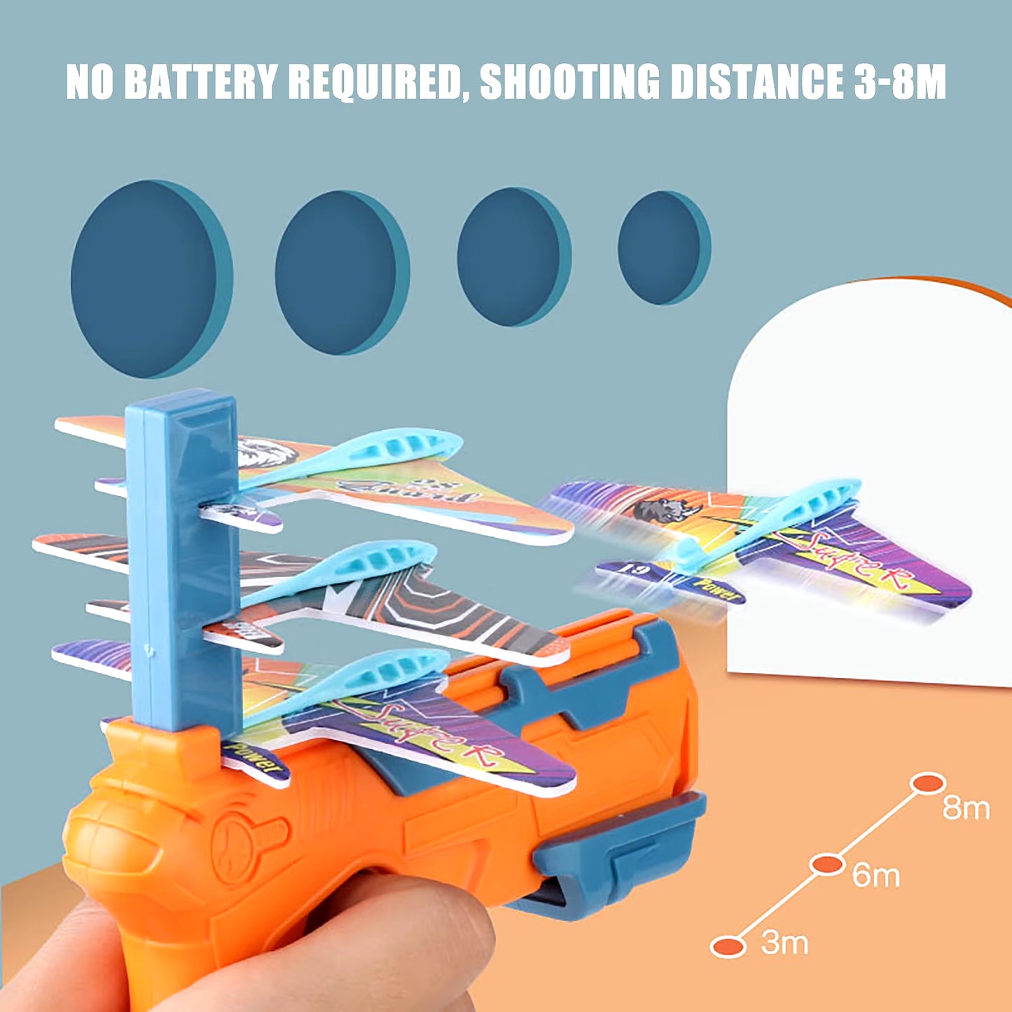 Hot！Airplane Launcher Bubble Catapult with 6 Small Plane Toy Funny Airplane Toys for Kids Plane Catapult Gun Shooting Game Gift