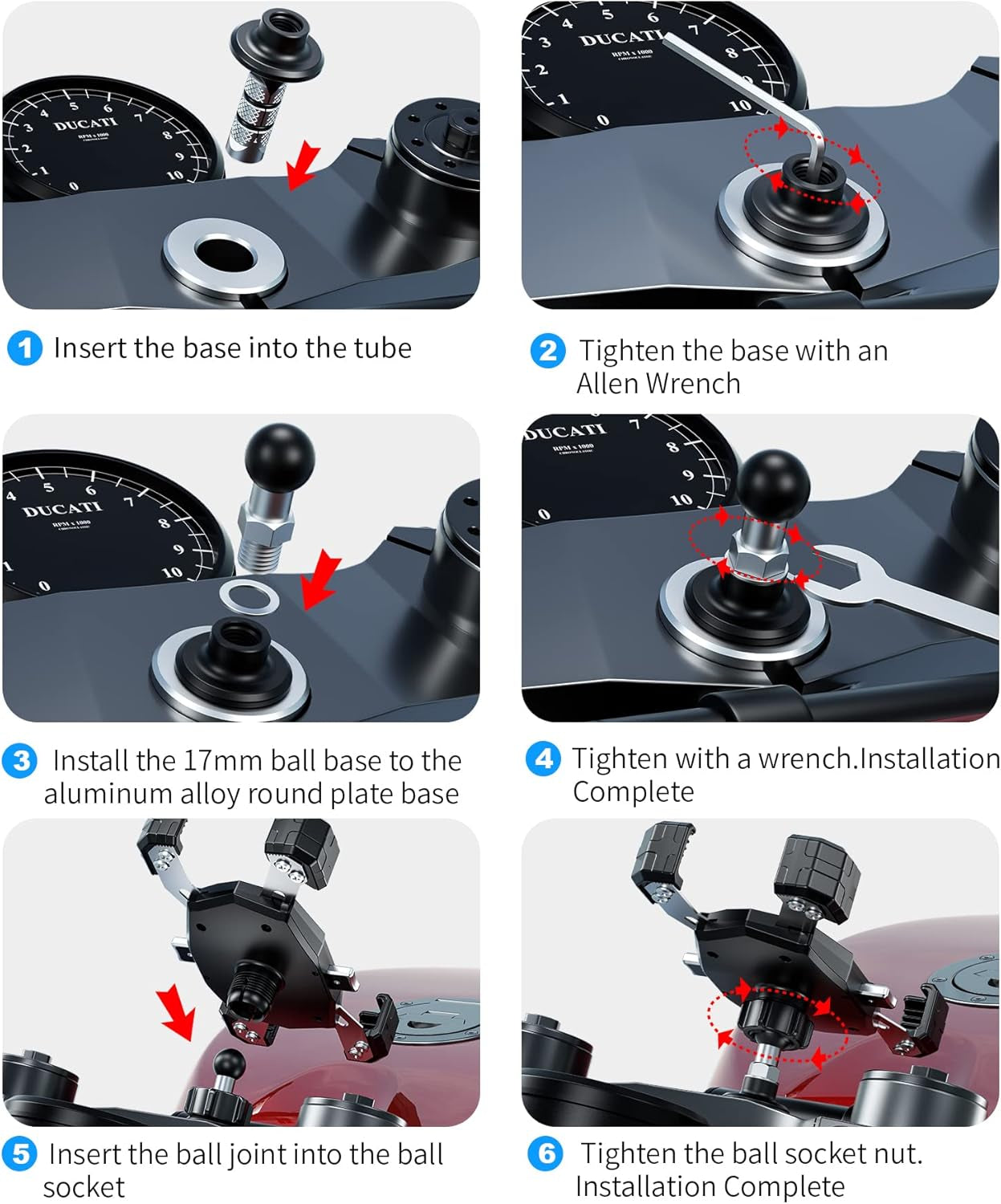 Motorcycle Fork Stem Phone Mount, Motorcycle Phone Mount, 1S One-Push Automatically Lock & Release, Fits for Fork Stem 12-25.4Mm in Diameter, for 4.0-6.9" Cellphones