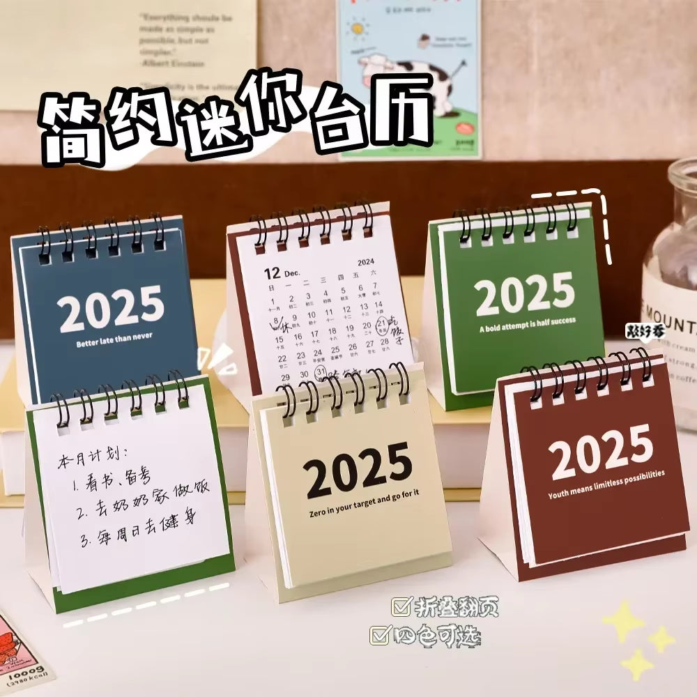 2024.8.-2025 Calendar Simple Mini Desk Calendar Kawaii to Do List Daily Schedule Table Planner Home Office Stationery Supplies