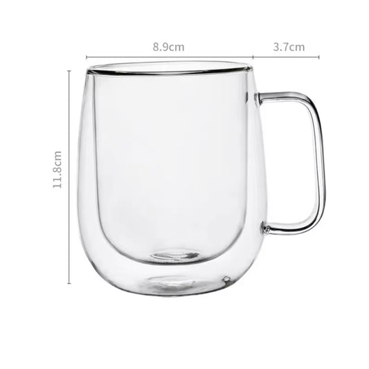 150-350Ml Heat Resistant High Borosilicate Glass Mug Double Wall Glass Coffee Cup with Handle Milk Water Cup Clear Cups Gift