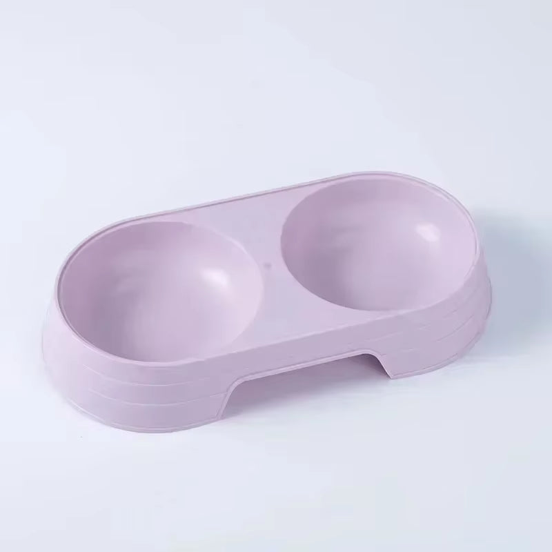 Macaron Pet Double Bowl Plastic Kitten Dog Food Drinking Tray Feeder Cat Feeding Pet Supplies Accessories Pet Products Dog Bowl